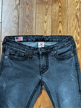 True Religion Black Slim Jeans with Subtle Fading